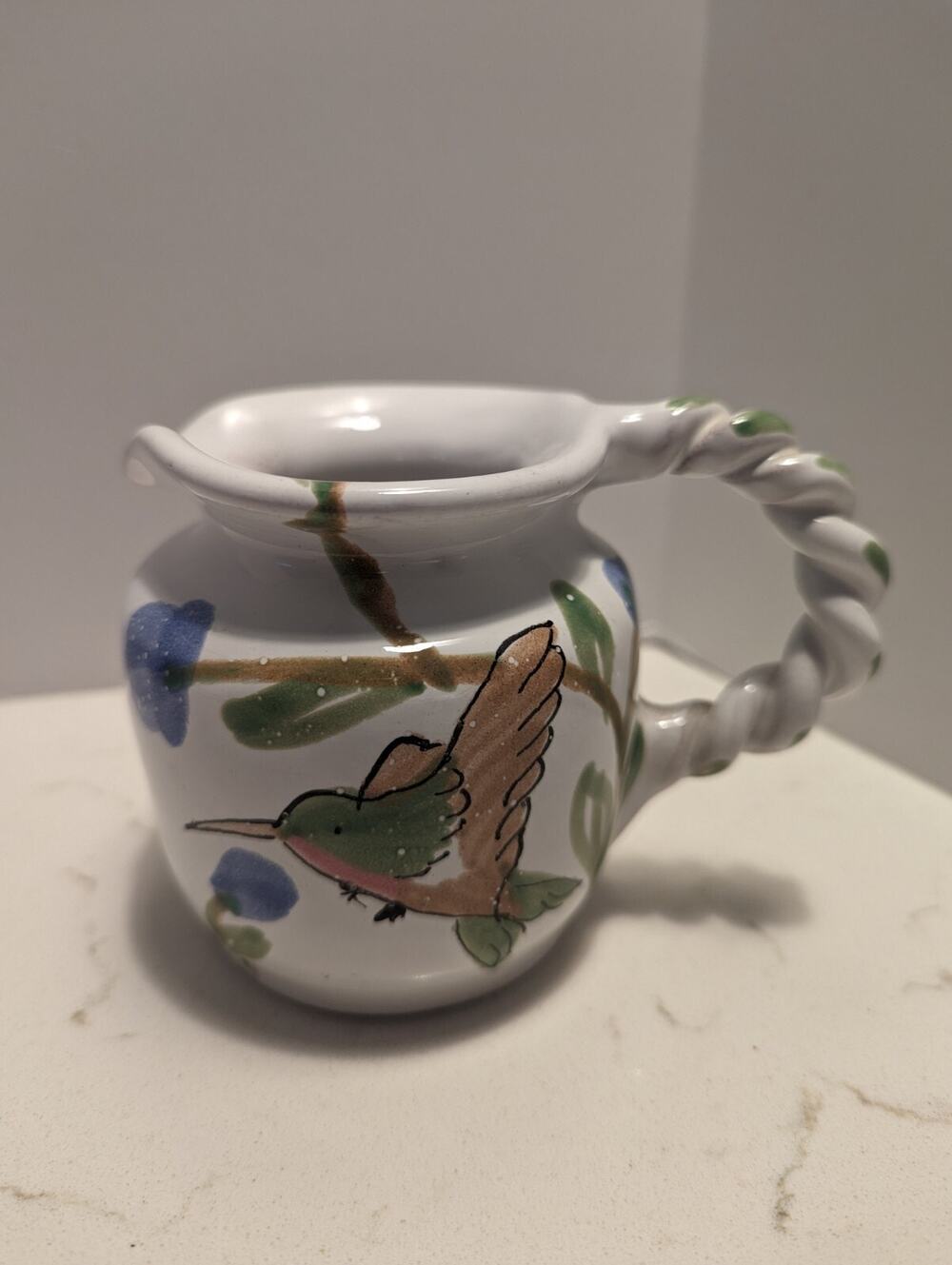 Mesa International Hungarian Pottery Hummingbird Pitcher Creamer Hungary Signed